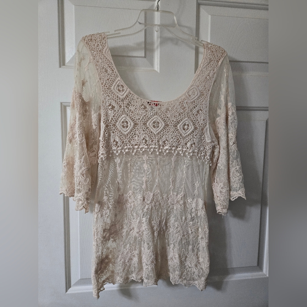 Sheer Lace Cream Top